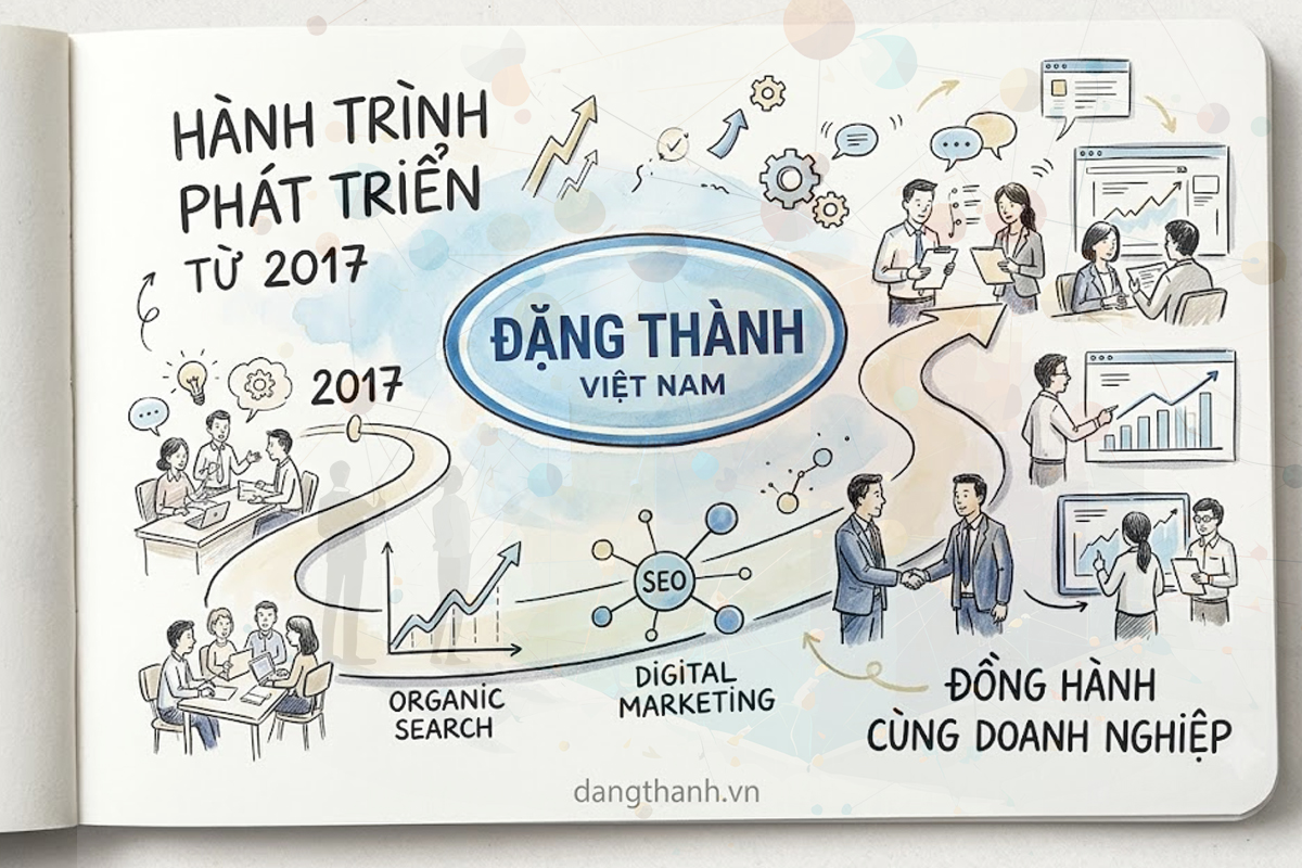 Hành trình phát triển của Đặng Thành Việt Nam từ năm 2017, luôn đồng hành cùng doanh nghiệp tối ưu hóa SEO, Digital Marketing và các giải pháp kinh doanh số bền vững.